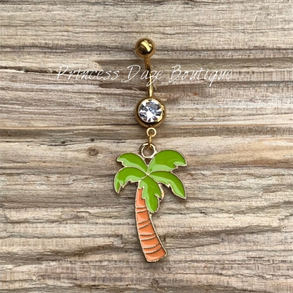 Gold Palm Tree Belly‎ Button Ring